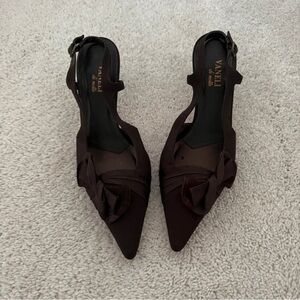 Van Eli Elegant Brown Slingback Heels with Bow